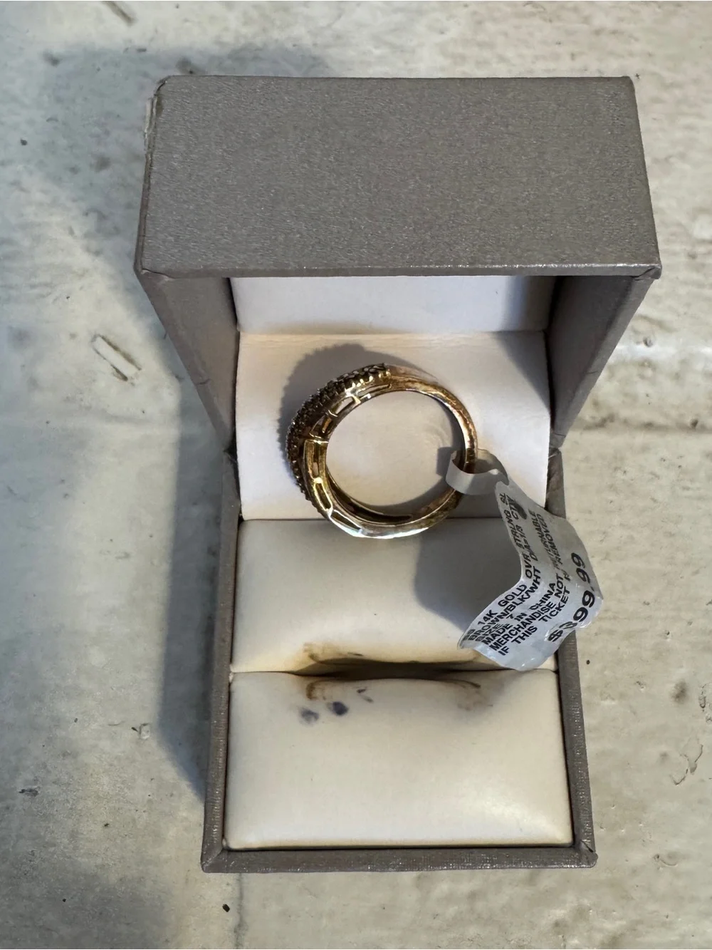 14K Gold Over Sterling Silver 1/3 CTW Brown Black White Diamond Crossover Ring